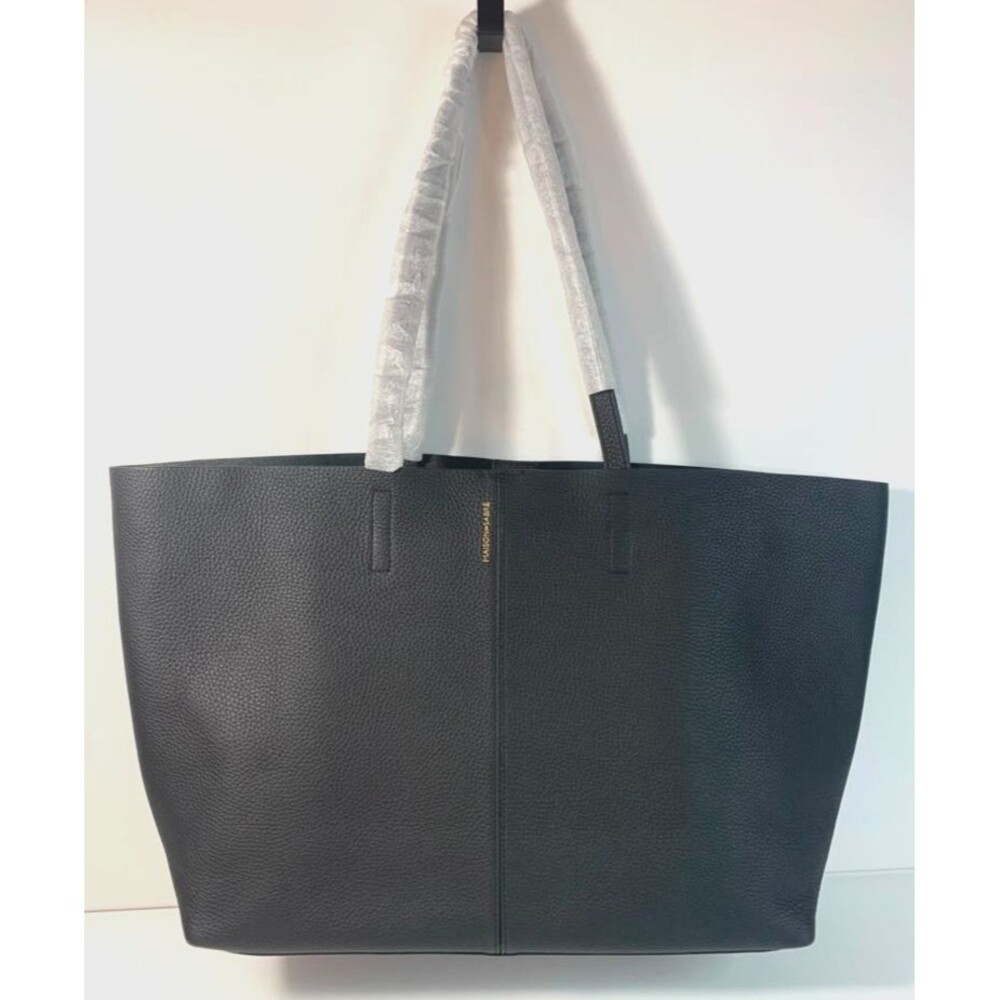 New MAISON de SABRE Soft Tote Bag Leather Black Red Rouge Noir Magnetic Snap Lux